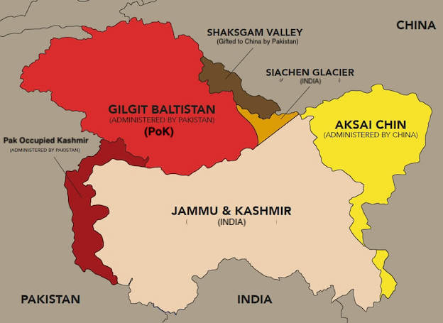 Administration Control of Kashmir: Askai Chin, Shaksgam Valley, Siachen and PoK