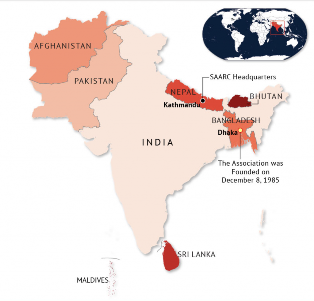India and its neighbouring countries in SAARC